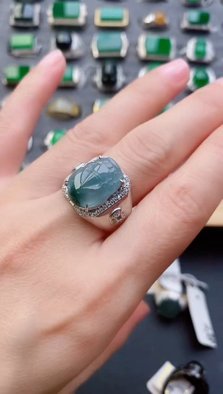 【闪购商品】翡翠戒指银S925镶嵌321312