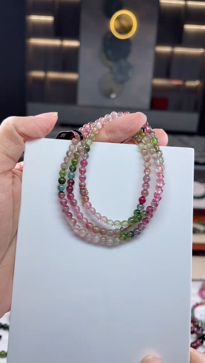 未镶嵌三圈手串碧玺（多样性发一条）Q