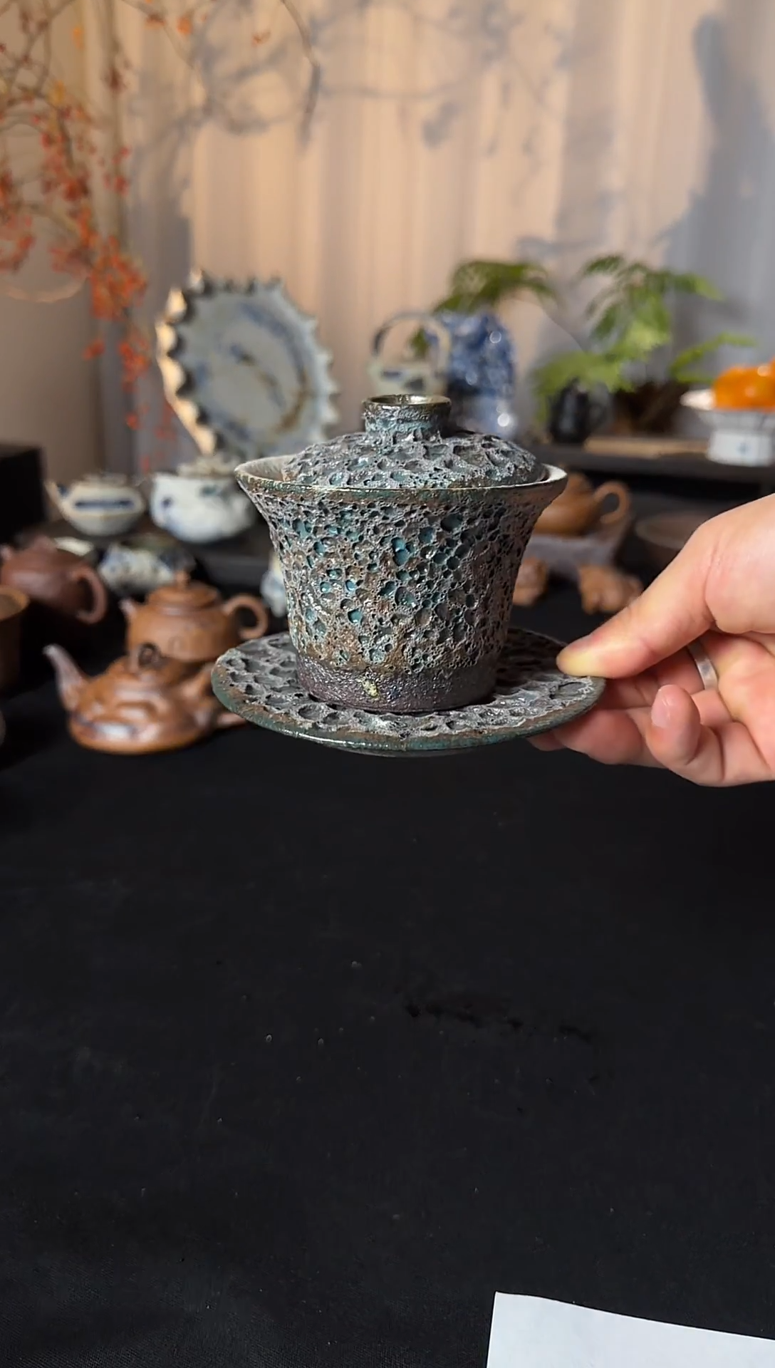 盖碗陶冰烟虫洞三才盖碗