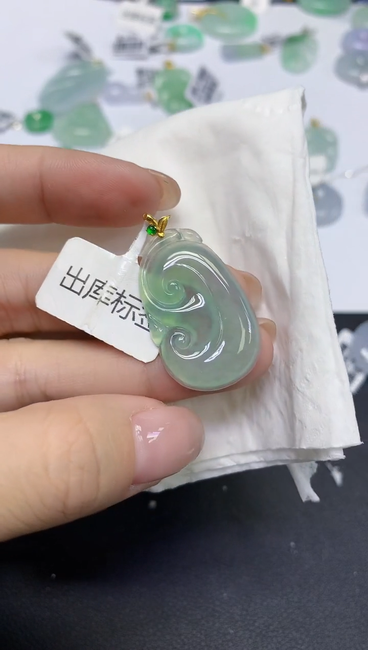 颈饰18K金镶嵌翡翠天然缅甸翡翠A货百元以上9元证书费自理