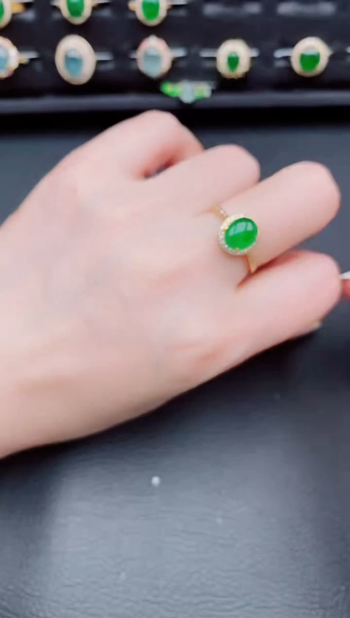 【闪购商品】翡翠戒指银S925镶嵌天然a货翡翠158