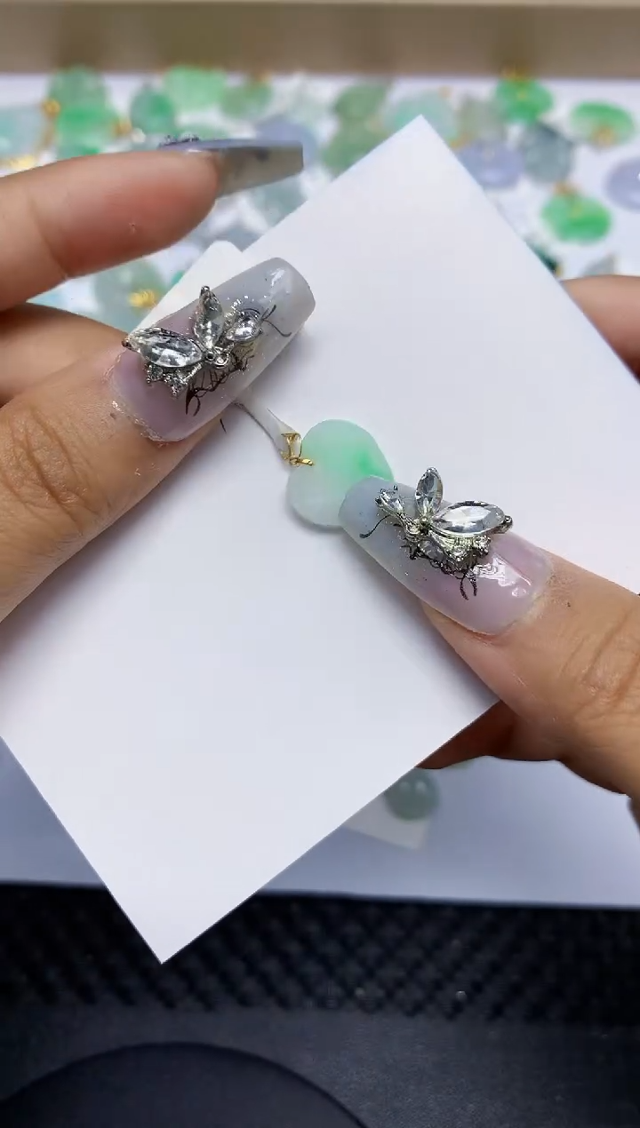 翡翠18K金镶嵌颈饰天然翡翠A货 