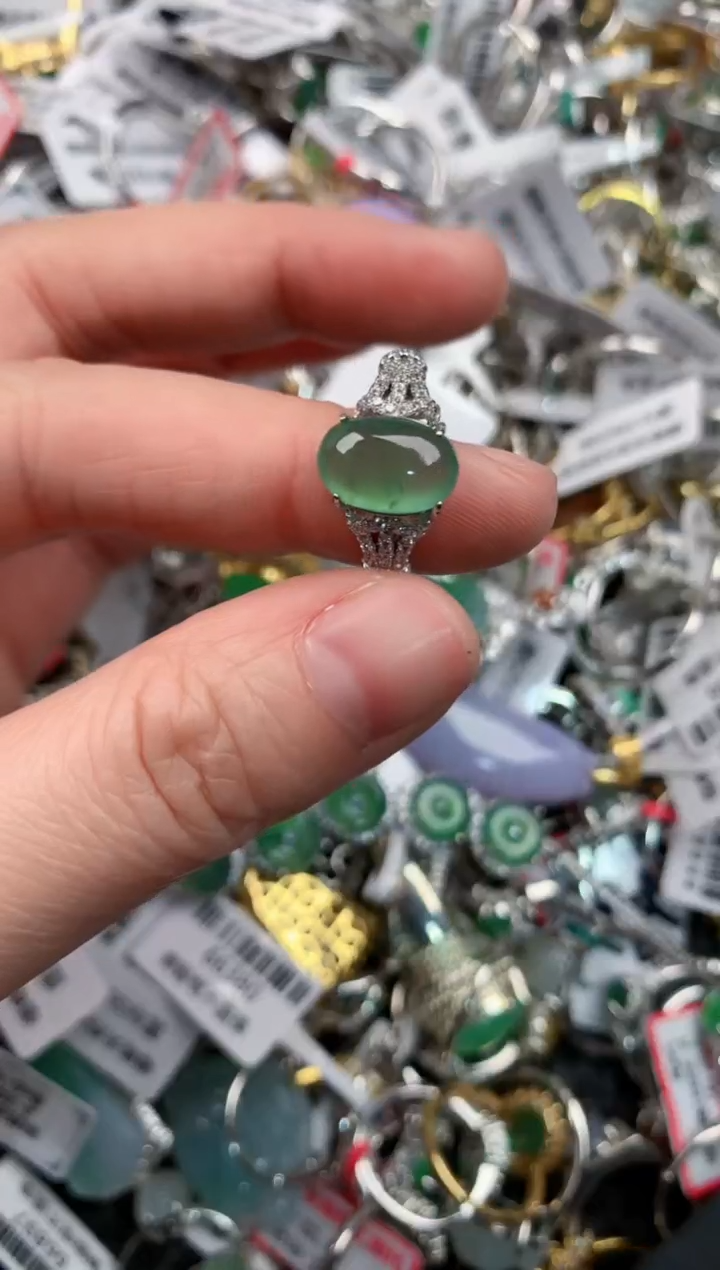 银S925镶嵌戒指翡翠8                  3