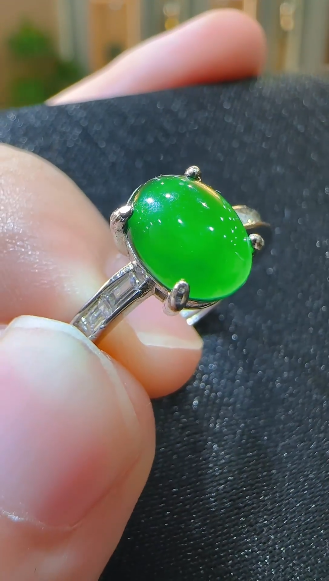 翡翠戒指银S925镶嵌