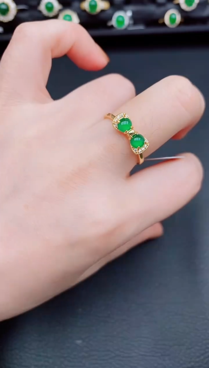 【闪购商品】翡翠戒指银S925镶嵌天然a货翡翠45