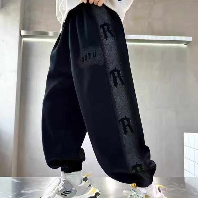 F00035男童2025春秋新款休闲运动风时尚秋季长裤字松紧腰弹力裤子