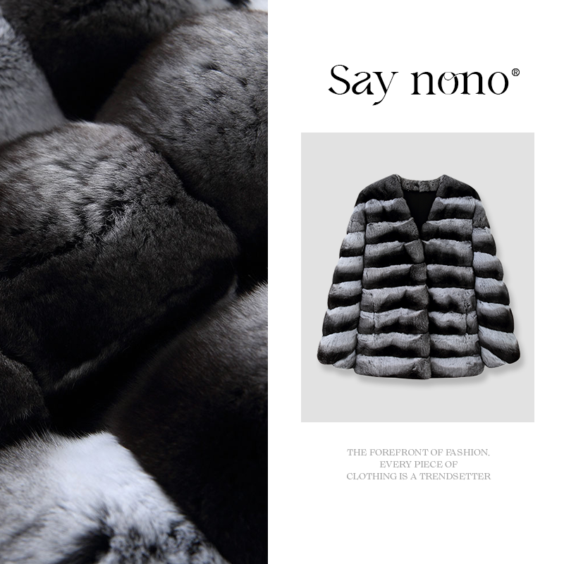 懒猫nono|Saynono 龙猫皮毛V领短款皮草外套/HZHZ7088