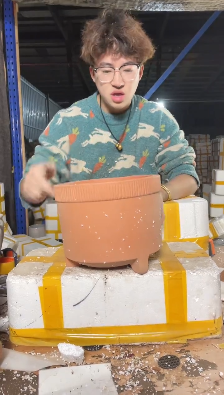 紫砂花盆宜兴紫砂粗陶花盆16.8/31