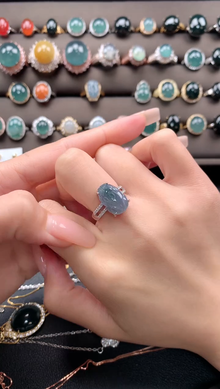 【闪购商品】翡翠戒指银S925镶嵌3213123