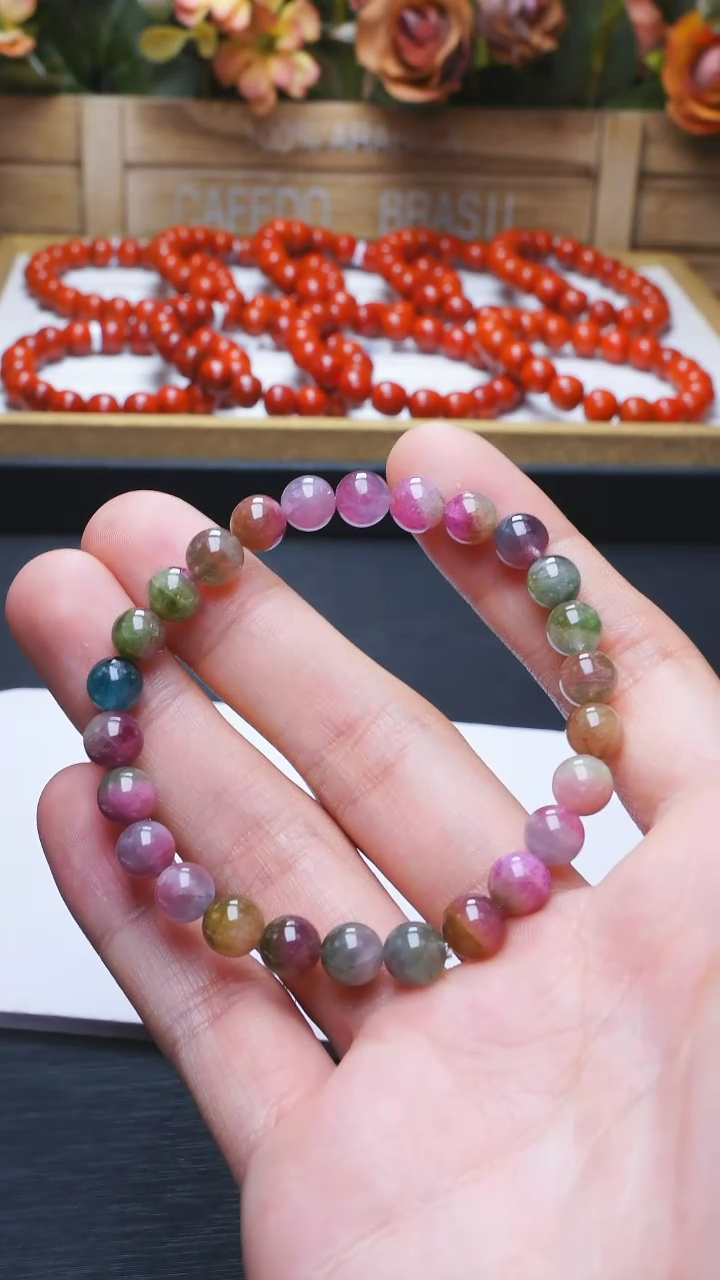 【闪购商品】碧玺L008西瓜碧玺单圈7mm未镶嵌多样性发其一
