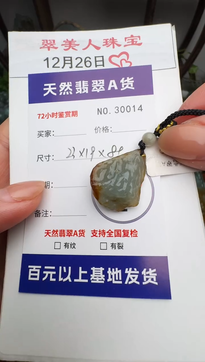 颈饰未镶嵌翡翠原石30014