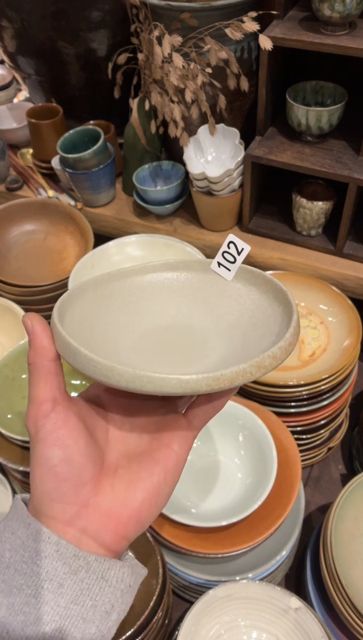 瓷片幸***?102雪志野椭圆碟1个