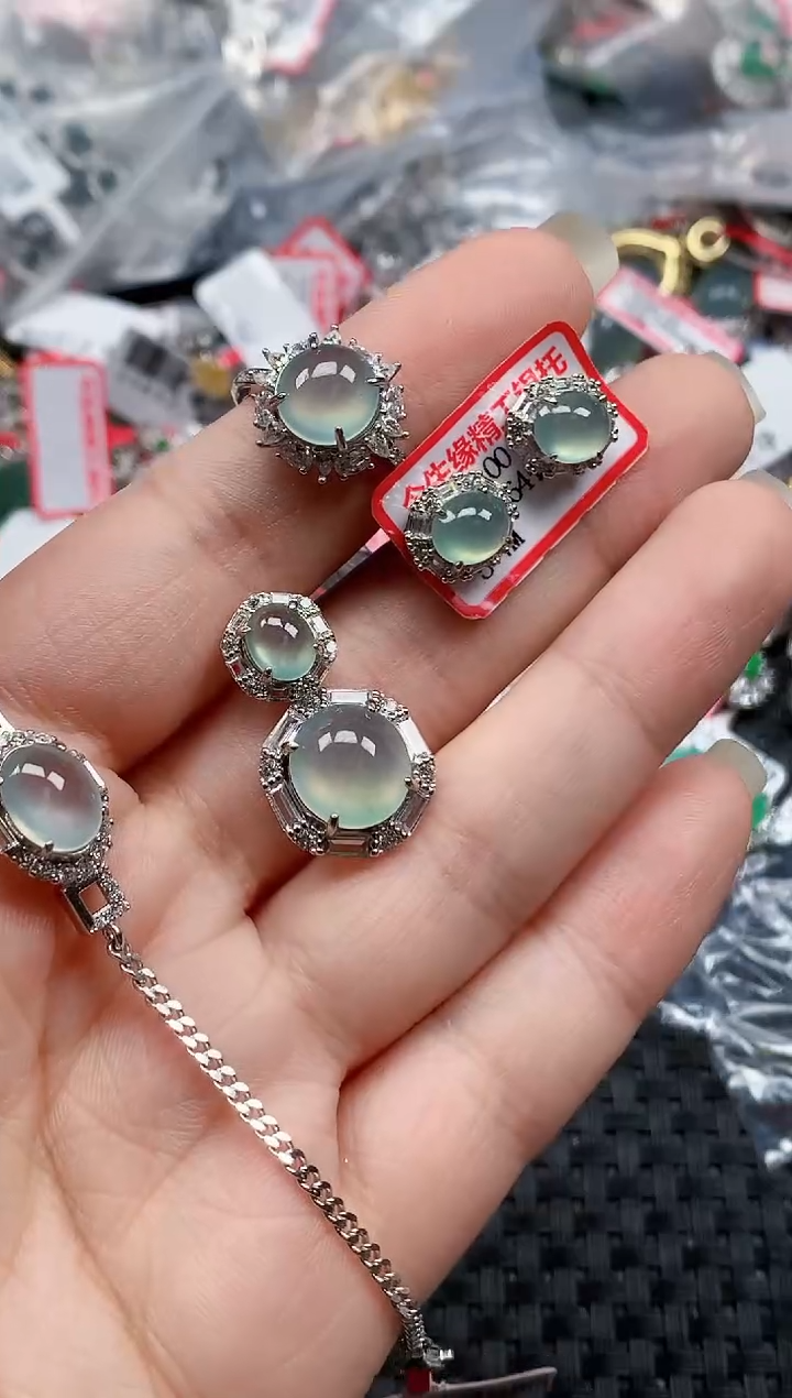 银S925镶嵌戒指翡翠天然A货缅甸翡翠