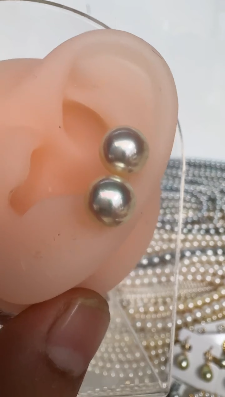 银S925镶嵌耳饰海水珍珠耳钉