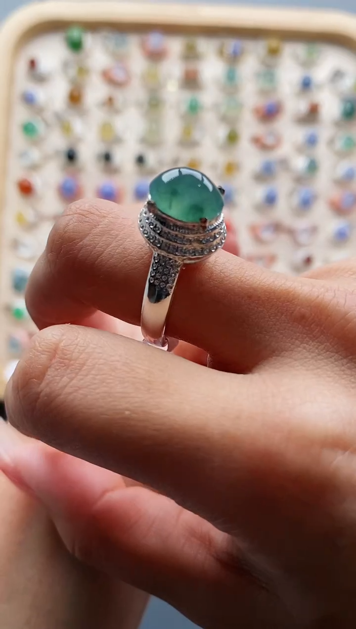 【闪购商品】翡翠戒指未镶嵌缅甸天然A货翡翠333 8+6