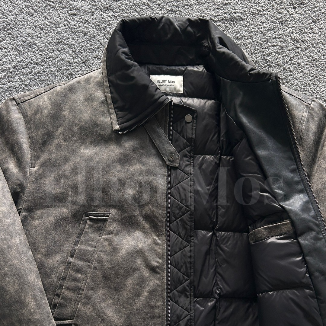 Elliot Mos“夜行者”~Down Jacket 洗褪仿旧立领夹克羽绒服-1459
