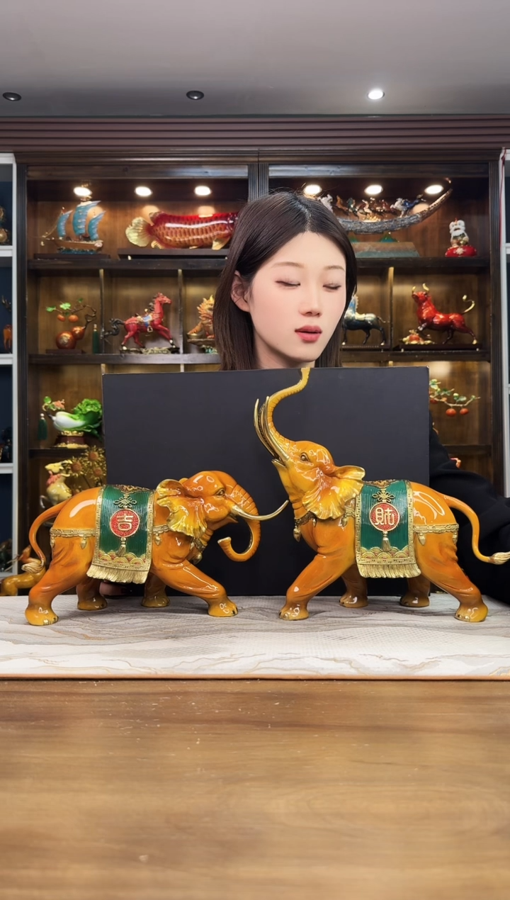 【闪购商品】【故宫御象】黄铜故宫大象摆件 一对