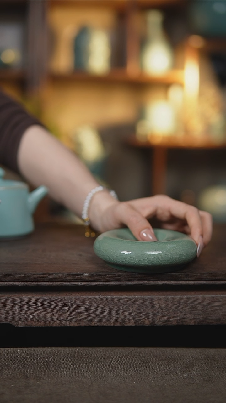 【闪购商品】杯仿古翡翠绿甜甜圈瑕