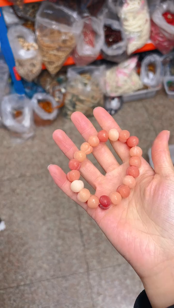 吊坠菩提根/象牙果粉色屁桃单圈