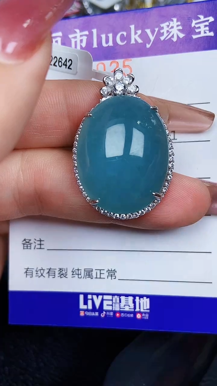 颈饰银S925镶嵌翡翠8025