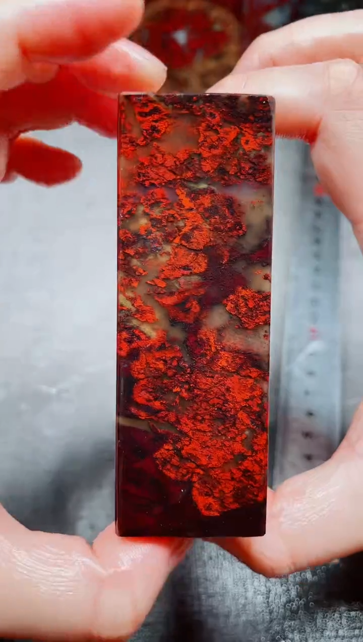 玉桂林鸡血玉素章3.0左右红15