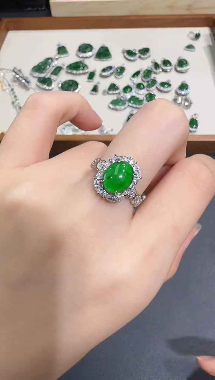 银S925镶嵌戒指翡翠X1202-886-125