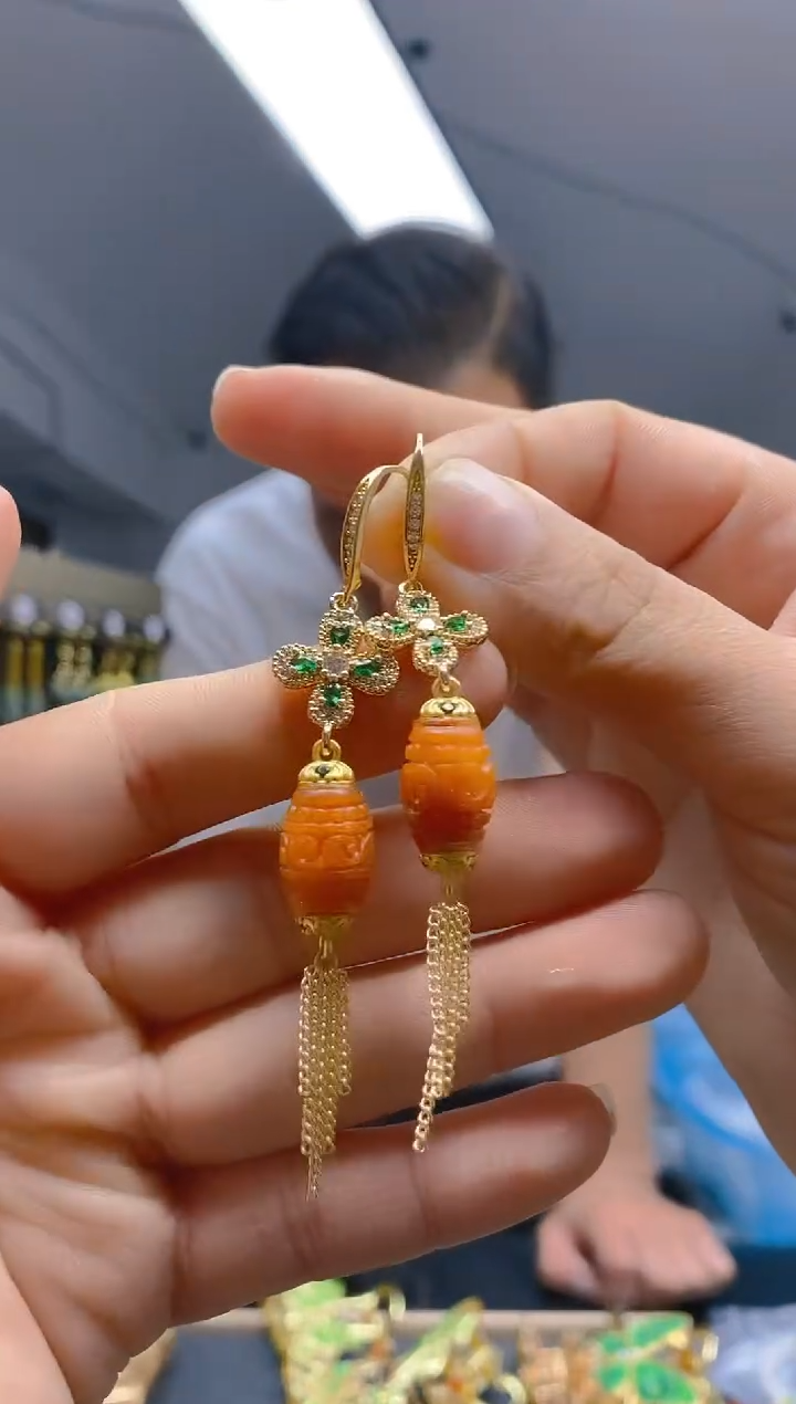 【闪购商品】翡翠耳饰合金175翡翠耳钩