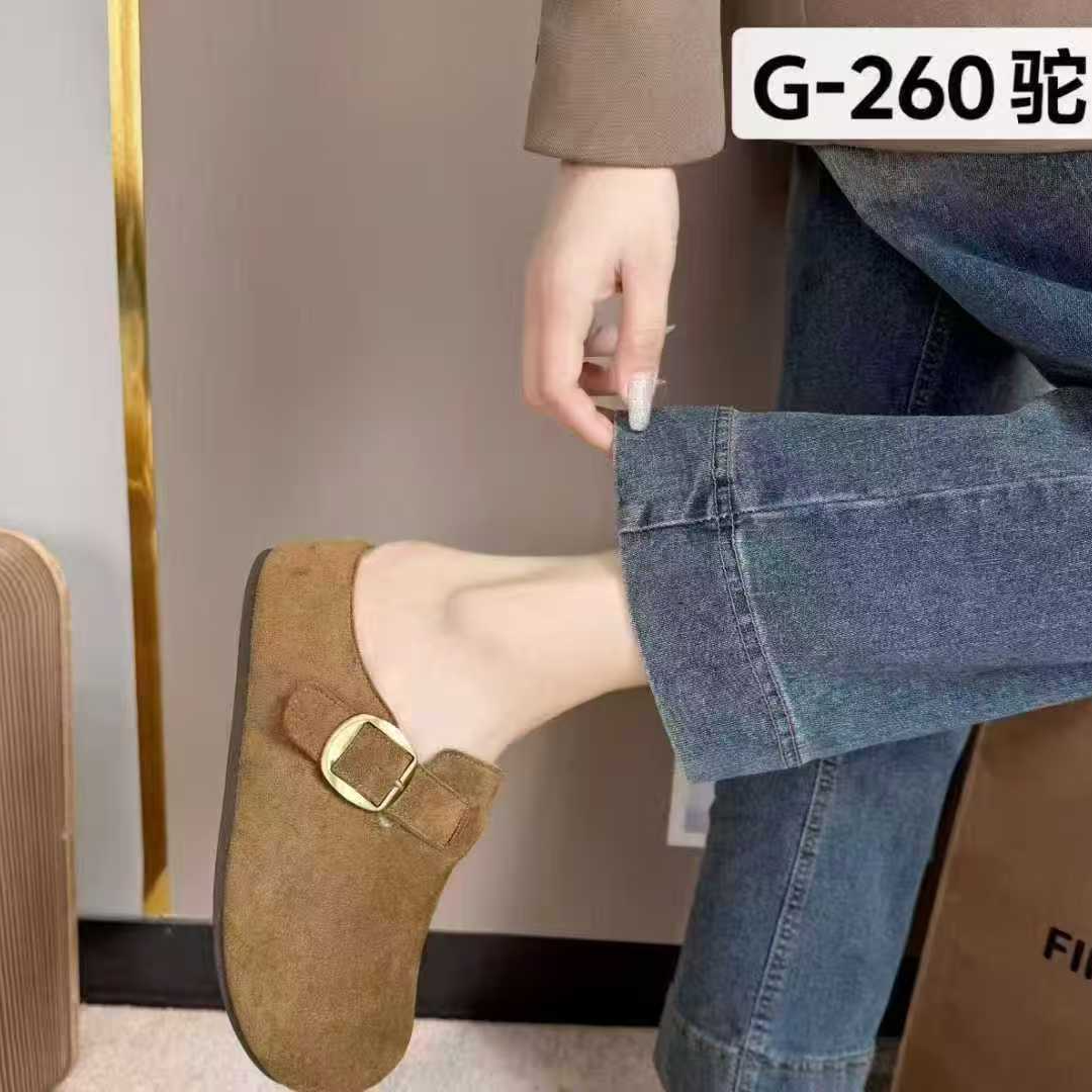 G-260纯色包头款休闲风包头拖凉鞋百搭休闲鞋复古