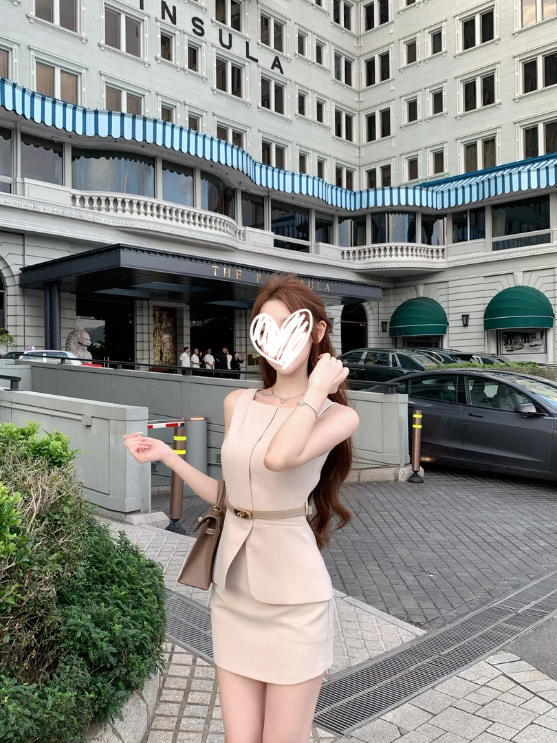 【心动代码】设计感轻奢修身气质夏季时尚套装显气质上衣半身裙1446