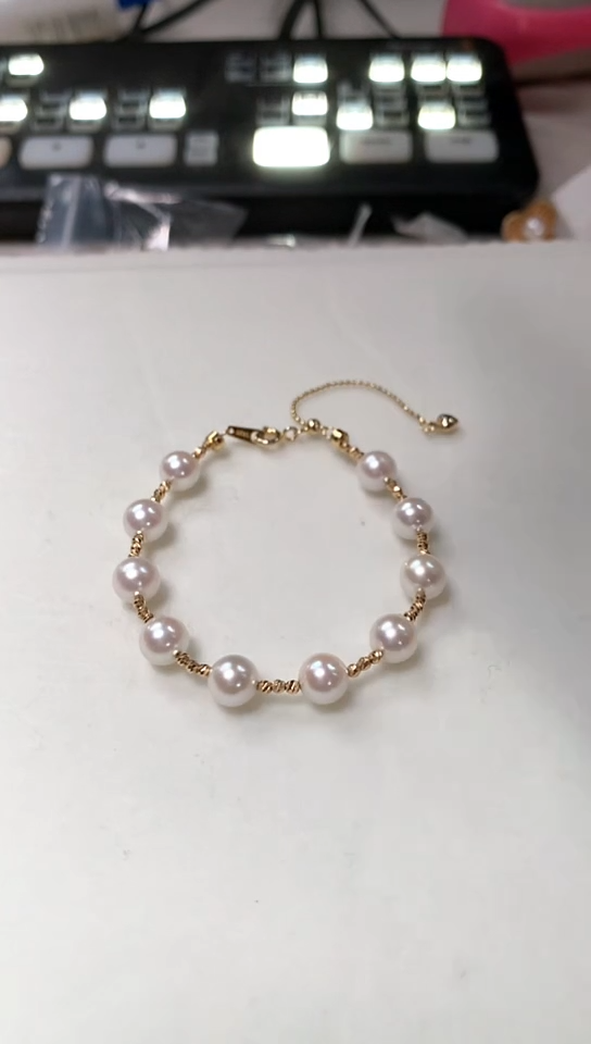 【闪购商品】海水珍珠手链18K金镶嵌星愿手链