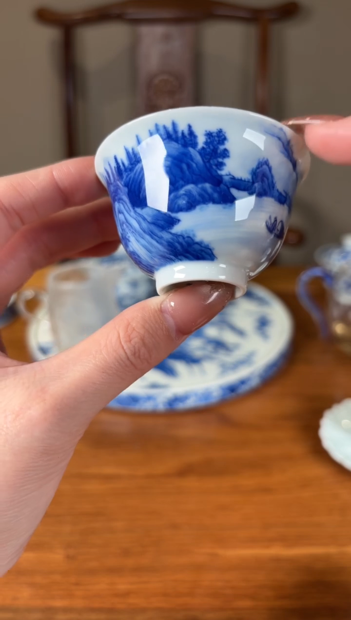 【闪购商品】杯看山柴窑青花山水