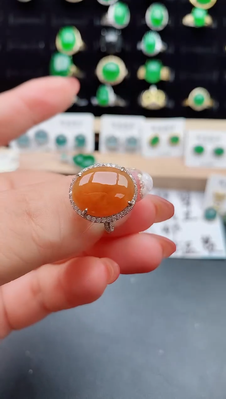 【闪购商品】翡翠戒指银S925镶嵌8000