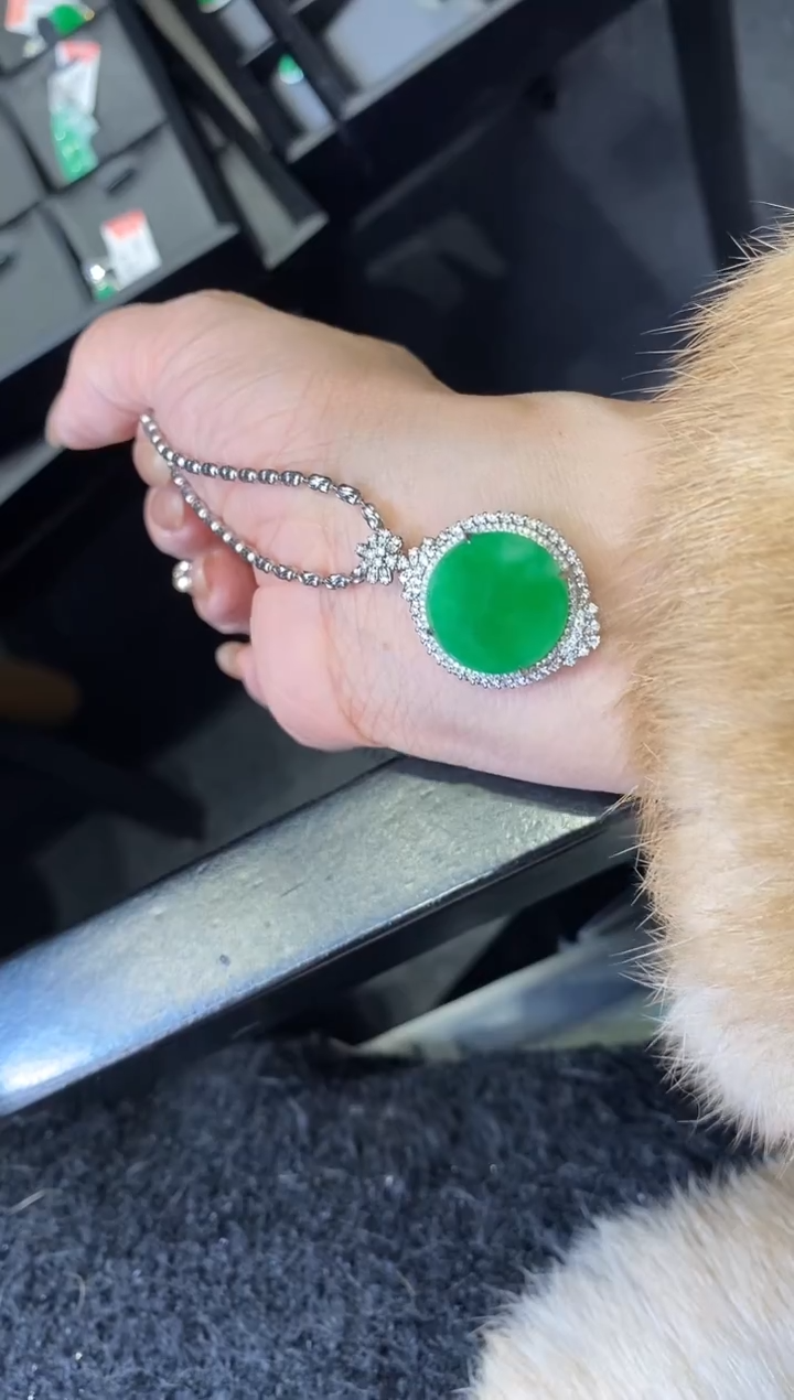 吊坠(不含链)18K金镶嵌翡翠黙*无事牌两用款