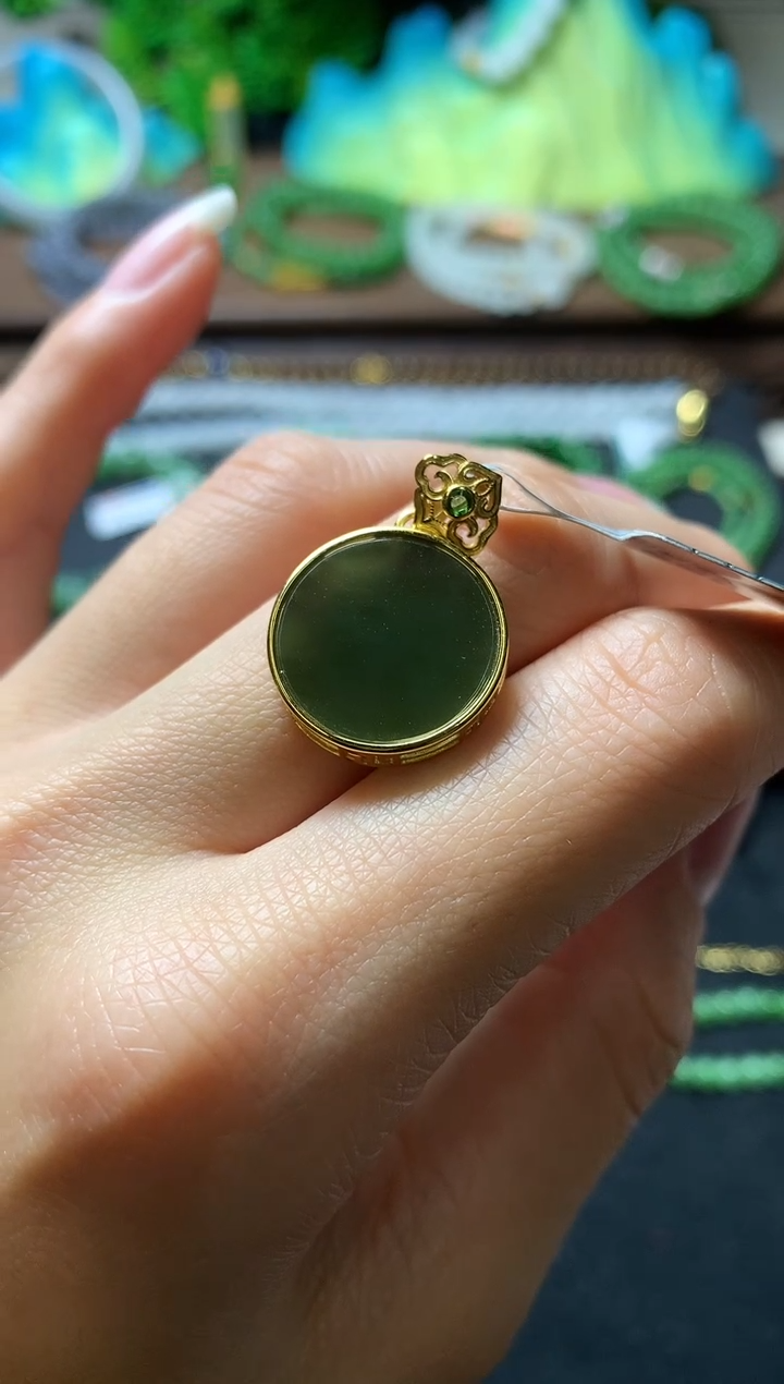 【闪购商品】和田玉颈饰银S925镶嵌吊坠