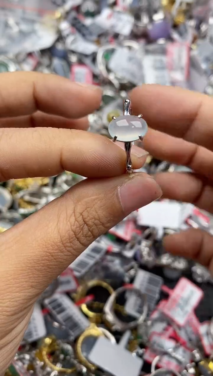 银S925镶嵌戒指翡翠777-----8