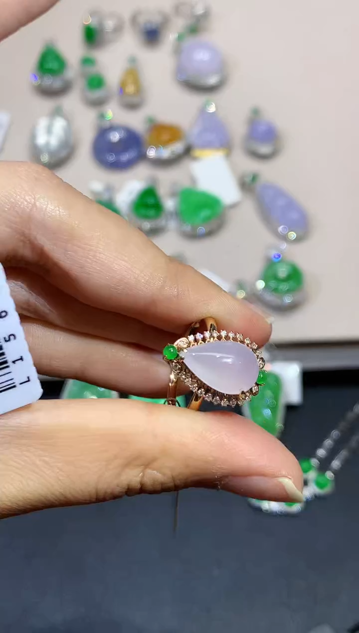 翡翠戒指18K金镶嵌L0057多样性发其一