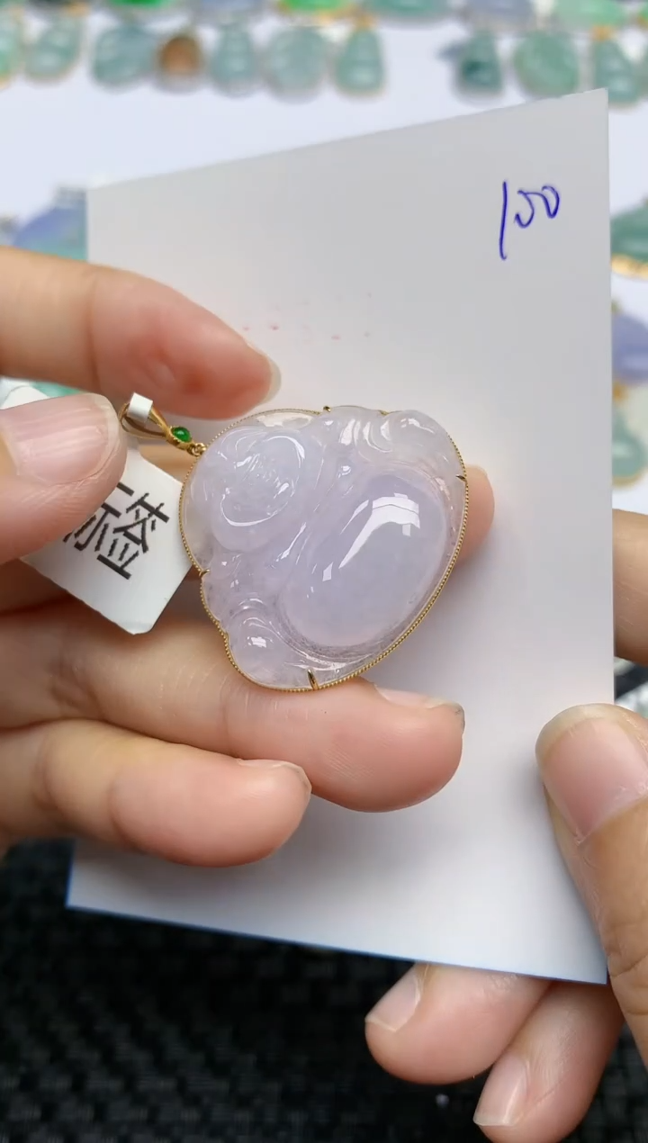 【闪购商品】翡翠挂件18K金镶嵌天然A货翡翠 100