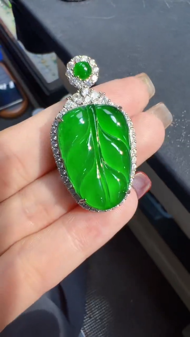 【闪购商品】定制翡翠未镶嵌叶子商品多样性发货1