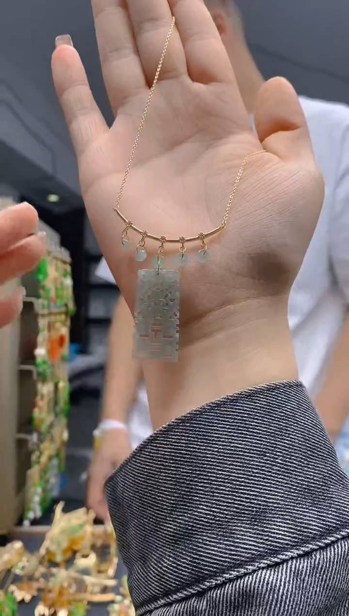 【闪购商品】翡翠耳饰合金0272翡翠锁骨链