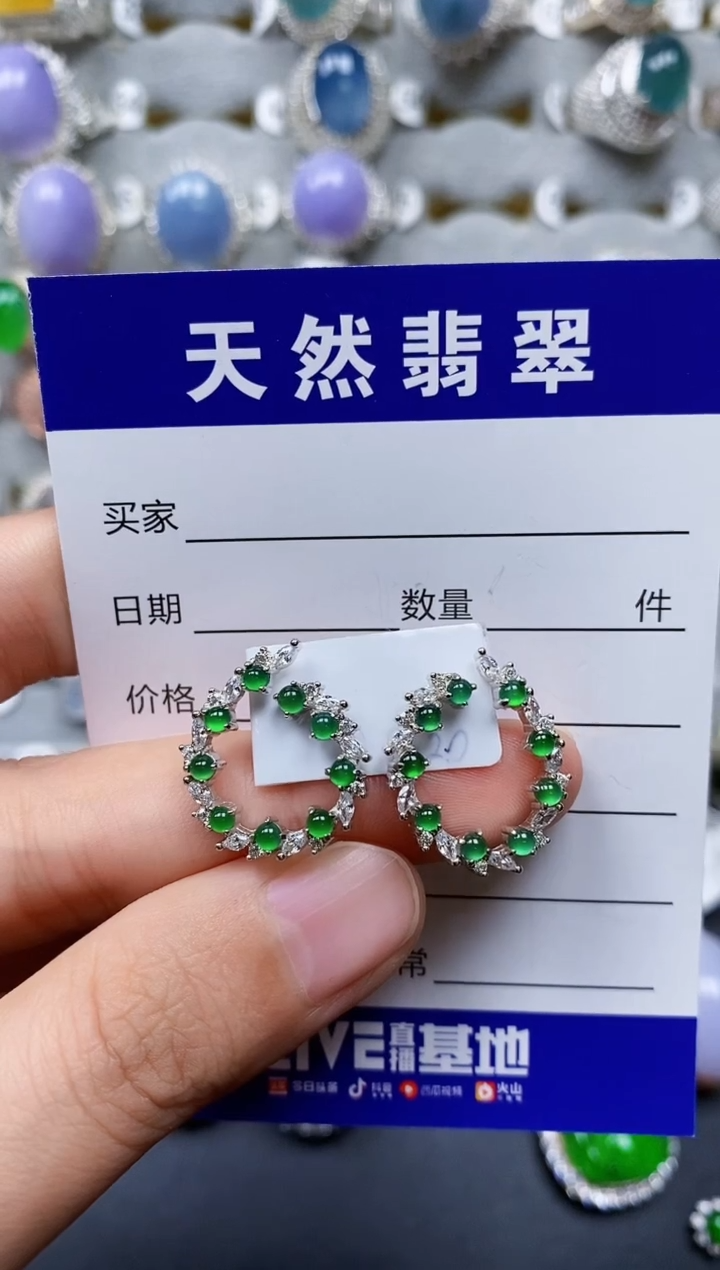 【闪购商品】翡翠耳饰银S925镶嵌0099