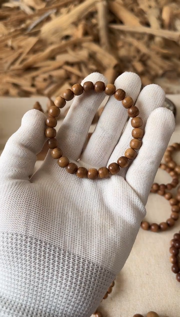 檀香木手串/手链正区老山檀 供奉料 7.5*8 精工 单圈 奶香奶甜