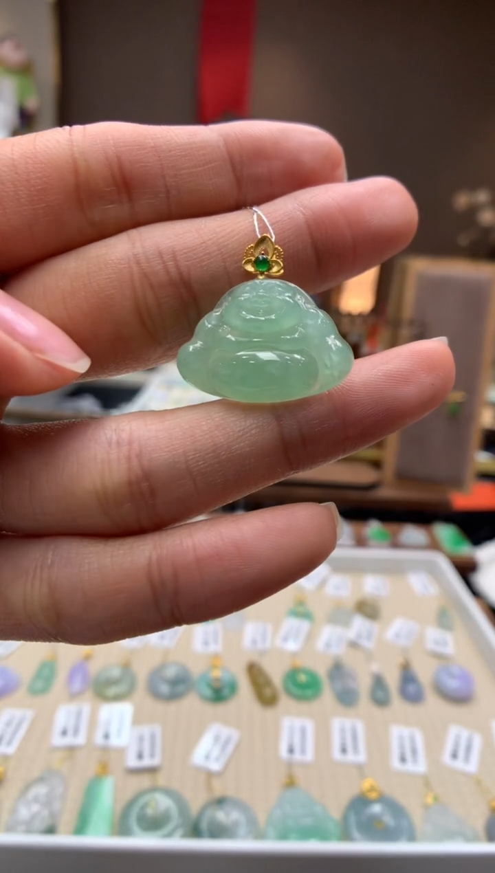 【闪购商品】翡翠颈饰18K金镶嵌佛公
