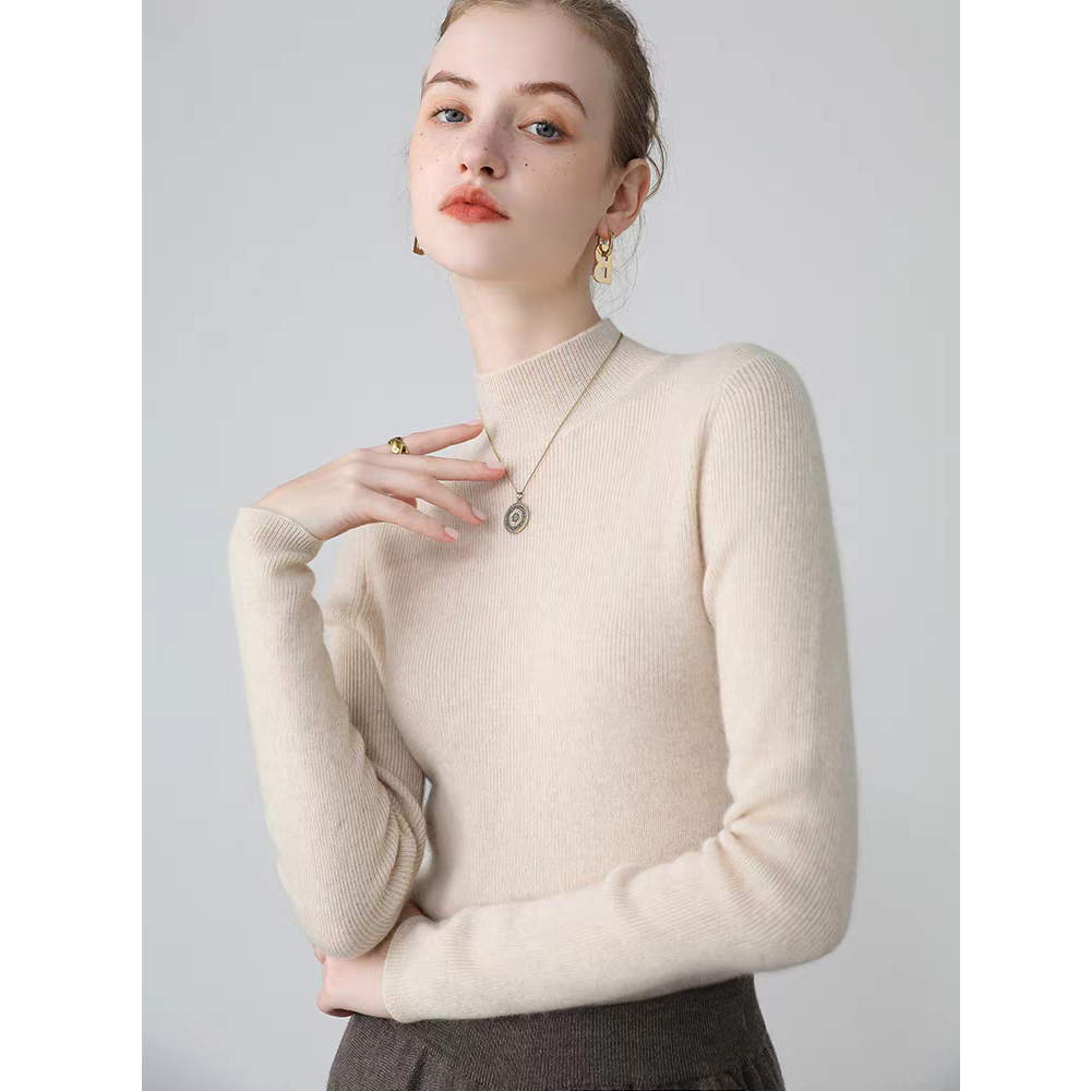 航邦祺无缝一体针织重磅羊毛半高领打底LH-494