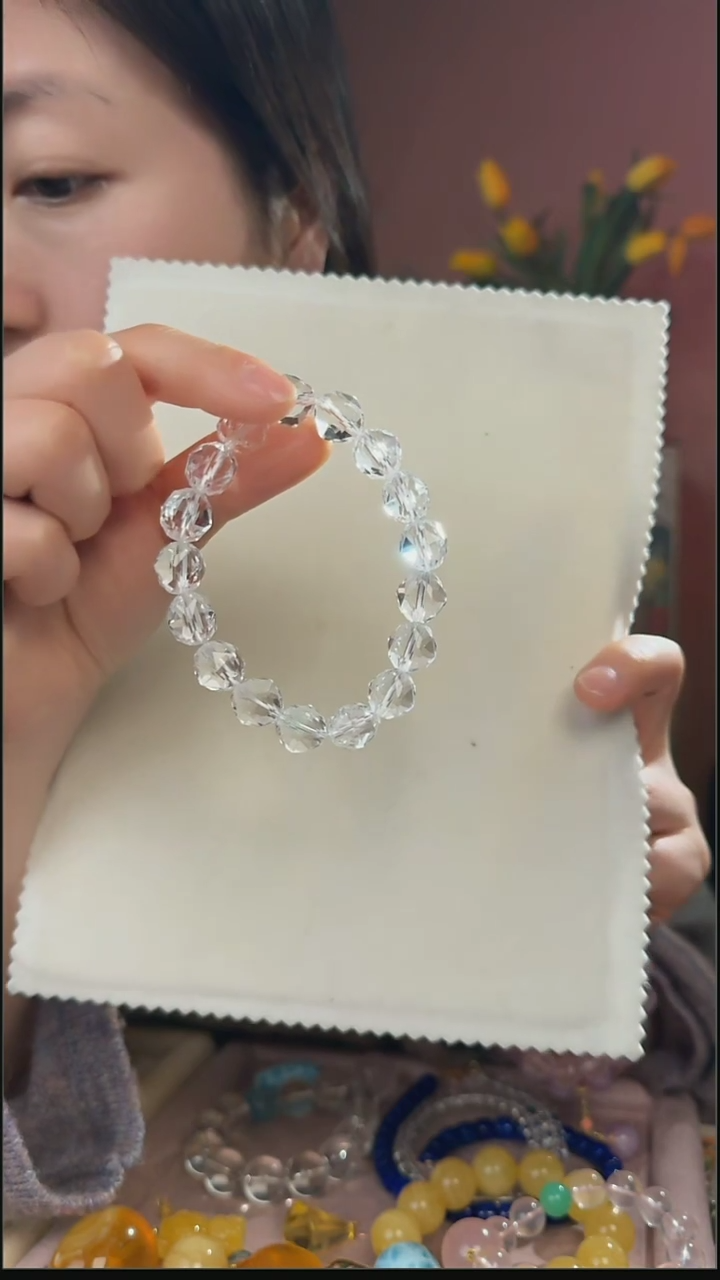 【闪购商品】水晶手串未镶嵌天然白水晶手串12mm