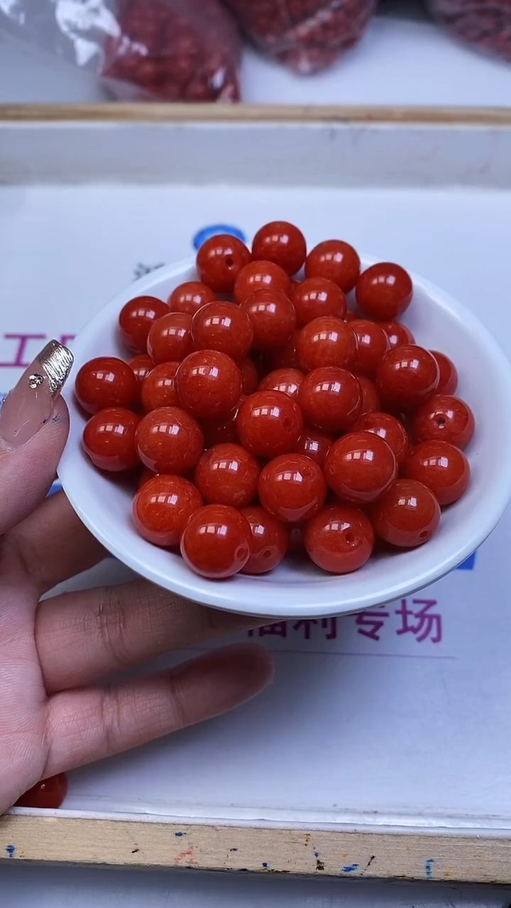 未镶嵌散珠南红玛瑙C630 柿子南红12mm6个8.8元
