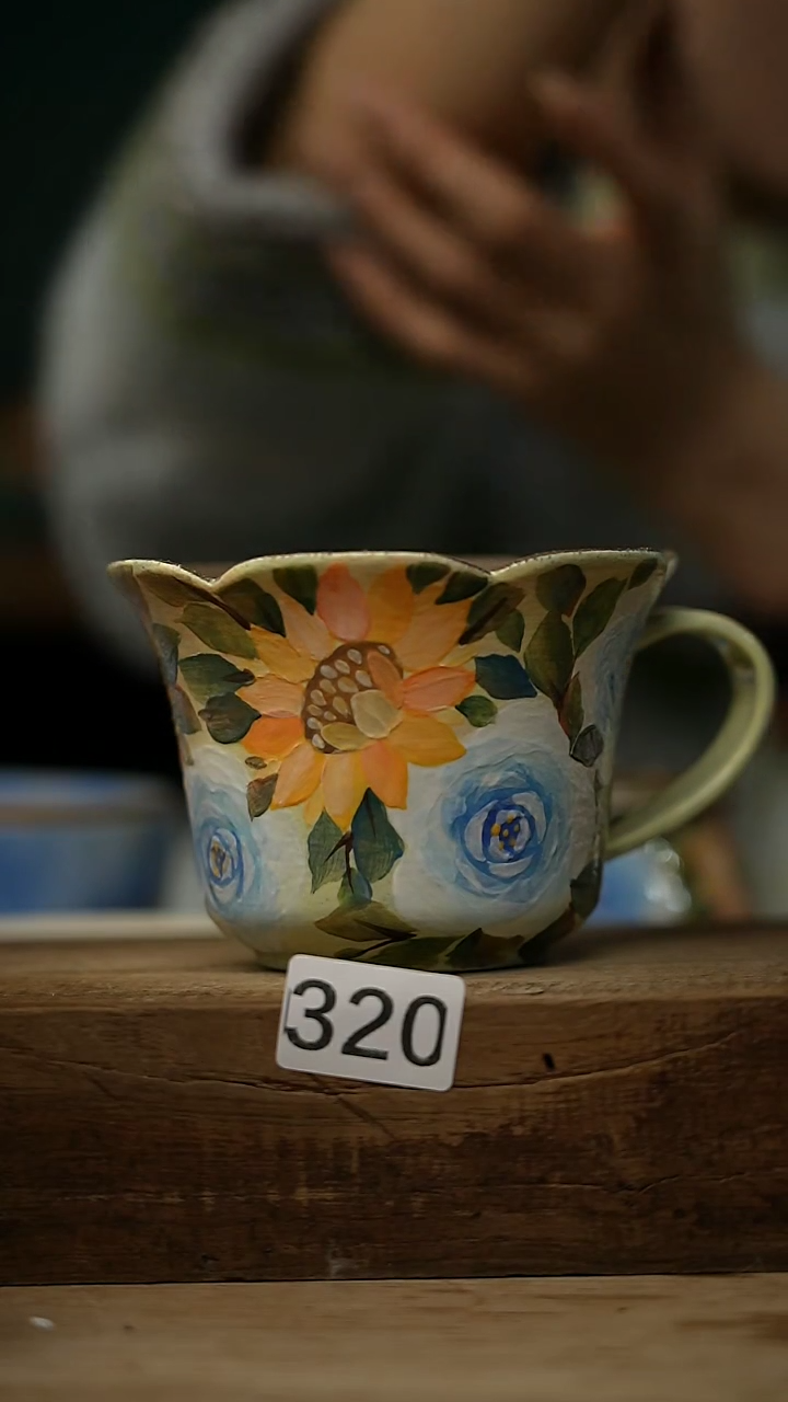 【闪购商品】瓷片油画风·彩绘·设计师石一款 咖啡杯