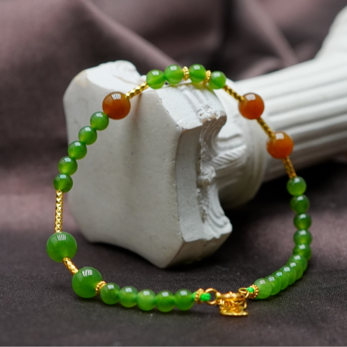 S925和田玉碧玉手链3.5+ A071008