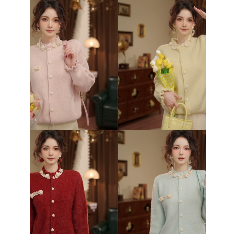 敏恩【雪域春暖】港风复古针织宽松百搭针织条纹毛衣WO6347443