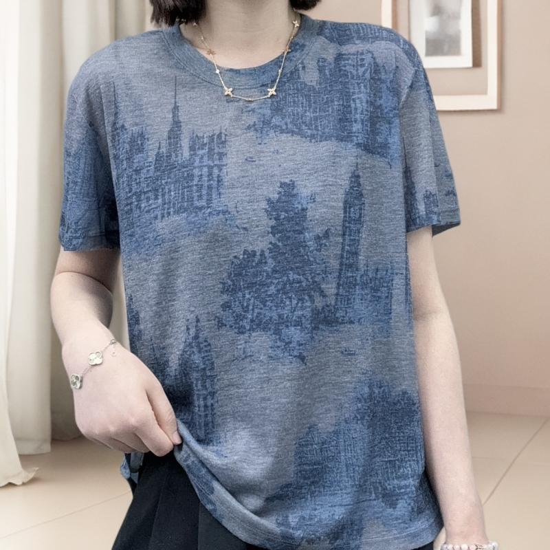 夏季新款【城堡花园】扎染轻薄短袖透气宽松印花潮流T恤休闲ins潮牌