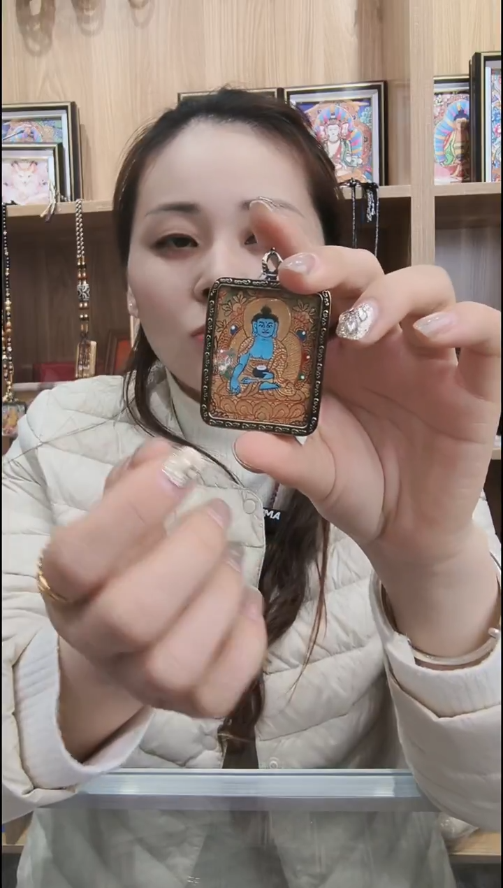 吊坠药师 纯手绘唐卡（非质量问题 不退不换）